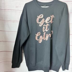 Cold Crush Women’s Crewneck Long Sleeve Gray and Gold Graphic Sweatshirt Sz L